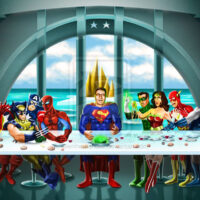 Last Supper scene with Marvel comics characters