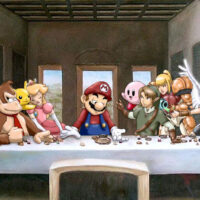 Last Supper scene with Nintendo game characters