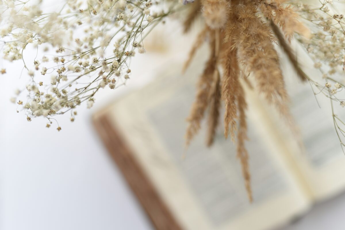 Dried flowers and a bible